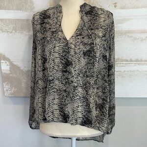 Veronica M hi/lo semi-sheer snakeskin top size small
